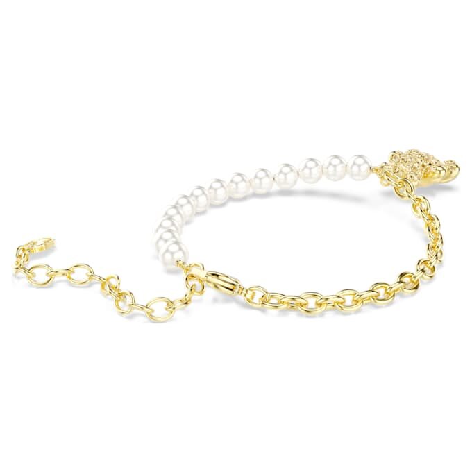 Idyllia-armbånd med krystallperler, rundslipt, teddybjørn, gullfarget, gullbelagt Idyllia-armbånd med krystallperler, rundslipt, teddybjørn, gullfarget, gullbelagt