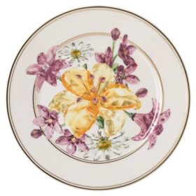 Idyllia brødplate i porselen, krystallmønster, bukett, flerfarget