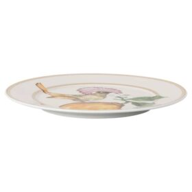 Idyllia brødplate i porselen, krystalltrykk-motiv, fluesnapper, flerfarget