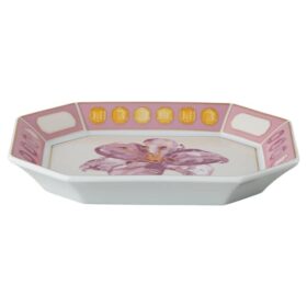 Idyllia-brett i porselen, krystalltrykk-motiv, blomst, liten, rosa