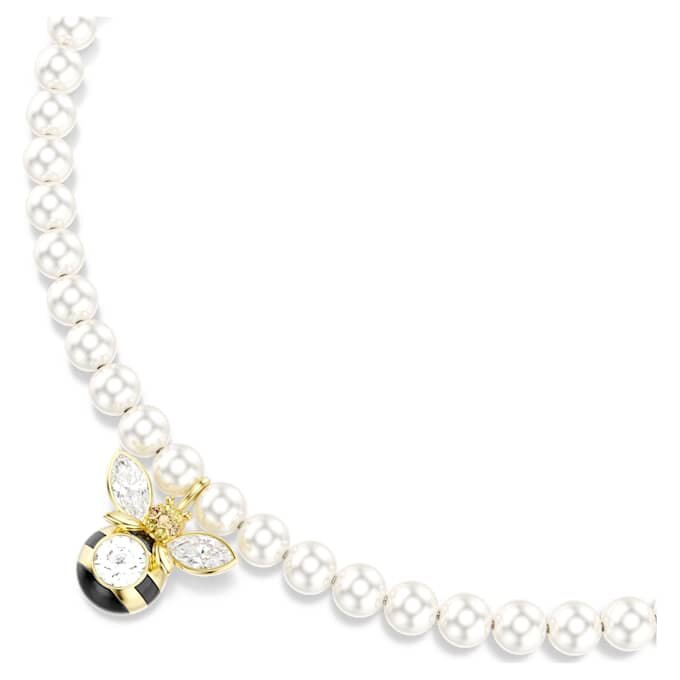 Idyllia choker med krystallperler, blandede slipinger, bie, hvit, gullbelagt Idyllia choker med krystallperler, blandede slipinger, bie, hvit, gullbelagt