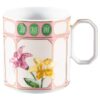 Idyllia kaffekopp med underkop i porselen, krystalltrykk, blomster, flerfarget
