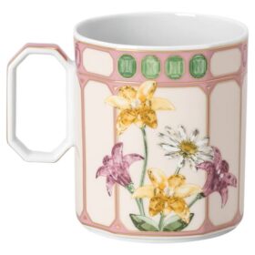 Idyllia-krus i porselen, krystalltrykk-motiv, fluesnapper, rosa Idyllia-krus i porselen, krystalltrykk-motiv, fluesnapper, rosa