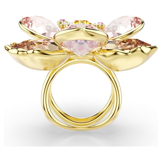 Idyllia-motivring med blandede slipninger, blomst, flerfarget, gullbelagt Idyllia-motivring med blandede slipninger, blomst, flerfarget, gullbelagt
