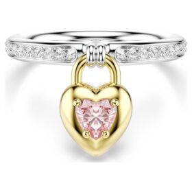 Idyllia-motivring med blandede slipninger, hjerte, rosa, blandet metallfinish Idyllia-motivring med blandede slipninger, hjerte, rosa, blandet metallfinish