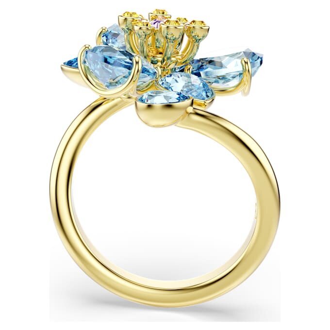 Idyllia åpen ring med blandede slipninger, blomst, blå, gullbelagt Idyllia åpen ring med blandede slipninger, blomst, blå, gullbelagt