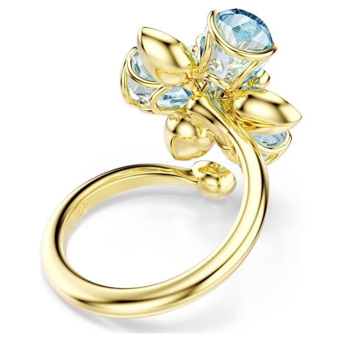 Idyllia åpen ring med blandede slipninger, blomst, blå, gullbelagt Idyllia åpen ring med blandede slipninger, blomst, blå, gullbelagt