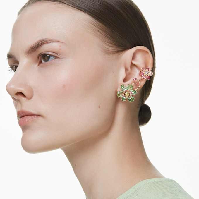 Idyllia ørecuff-sett (3), asymmetrisk design, blandede slipinger, blomst, flerfarget, gullbelagt Idyllia ørecuff-sett (3), asymmetrisk design, blandede slipinger, blomst, flerfarget, gullbelagt