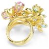Idyllia-ring med blandede slipinger, blomst, flerfarget, gullbelagt