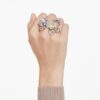 Idyllia-ring med blandede slipninger, pavé, blomst, flerfarget, gullfarget