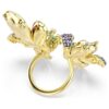 Idyllia-ring med blandede slipninger, pavé, blomst, flerfarget, gullfarget
