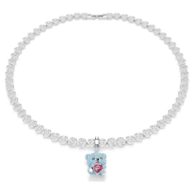 Idyllia-smykke med blandede slipninger, bamse, blå, rhodiumbelagt Idyllia-smykke med blandede slipninger, bamse, blå, rhodiumbelagt