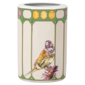 Idyllia-vase i porselen, krystalltrykk-motiv, kakadue, liten, flerfarget