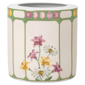 Idyllia-vase i porselen, krystalltrykkmotiv, fluesnapper, medium, flerfarget
