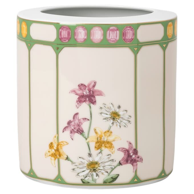Idyllia-vase i porselen, krystalltrykkmotiv, fluesnapper, medium, flerfarget Idyllia-vase i porselen, krystalltrykkmotiv, fluesnapper, medium, flerfarget