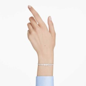 Imber-armbånd med blandede runde slipninger, hvitt, rhodiumbelagt Imber-armbånd med blandede runde slipninger, hvitt, rhodiumbelagt