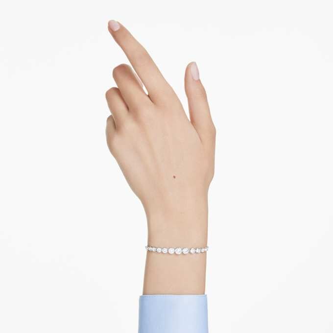 Imber-armbånd med blandede runde slipninger, hvitt, rhodiumbelagt Imber-armbånd med blandede runde slipninger, hvitt, rhodiumbelagt