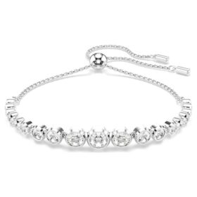 Imber-armbånd med blandede runde slipninger, hvitt, rhodiumbelagt Imber-armbånd med blandede runde slipninger, hvitt, rhodiumbelagt