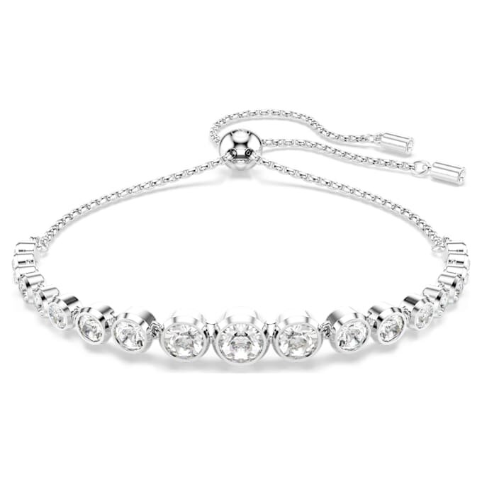 Imber-armbånd med blandede runde slipninger, hvitt, rhodiumbelagt Imber-armbånd med blandede runde slipninger, hvitt, rhodiumbelagt