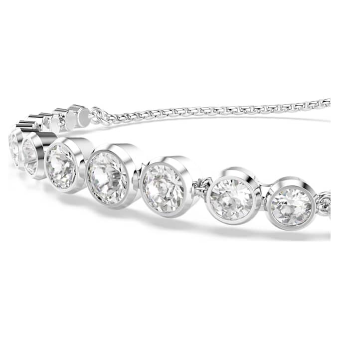 Imber-armbånd med blandede runde slipninger, hvitt, rhodiumbelagt Imber-armbånd med blandede runde slipninger, hvitt, rhodiumbelagt