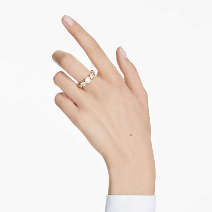 Imber-ring med blandede rundslipte steiner, hvit, gullbelagt Imber-ring med blandede rundslipte steiner, hvit, gullbelagt