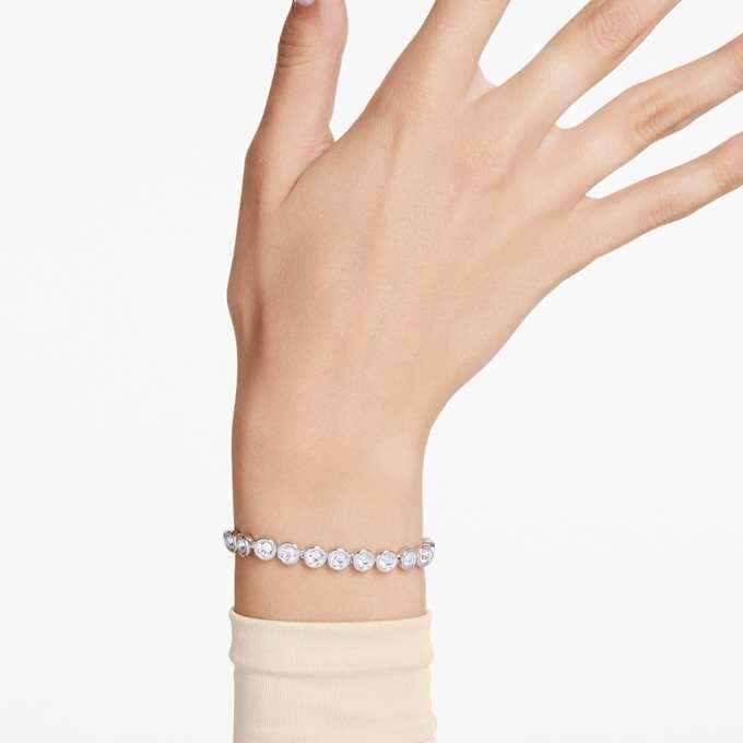 Imber tennisarmbånd med rundslipte krystaller, hvitt, rhodiumbelagt Imber tennisarmbånd med rundslipte krystaller, hvitt, rhodiumbelagt
