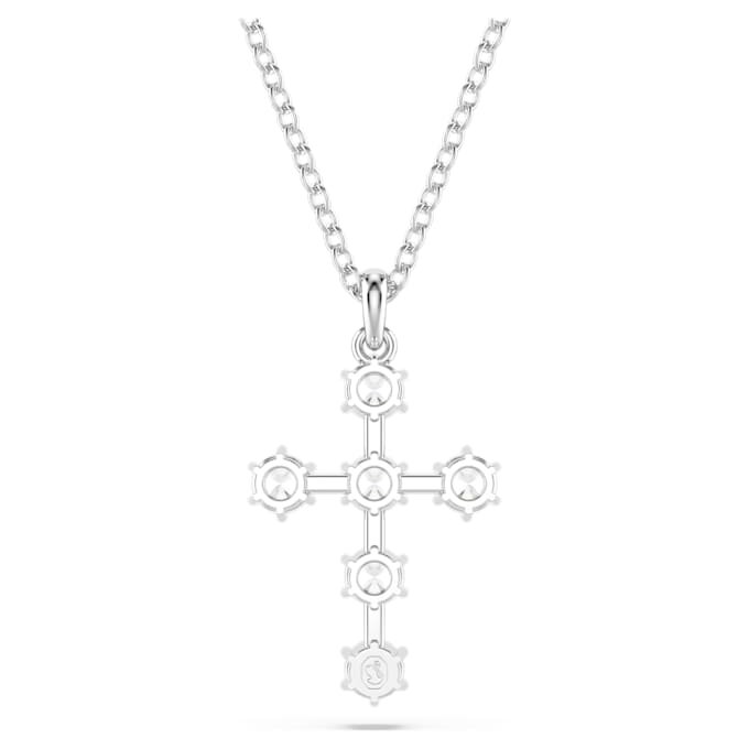 Insigne-anheng, rundslipt, kors, hvit, rhodiumbelagt Insigne-anheng, rundslipt, kors, hvit, rhodiumbelagt