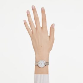 Matrix 3-Link-klokke, sveitsiskprodusert, metallarmbånd, sølvfarget, rosagullfarget finish