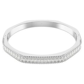 Matrix-armbånd med baguettesliping, åttekantet form, hvit, rhodiumbelagt Matrix-armbånd med baguettesliping, åttekantet form, hvit, rhodiumbelagt