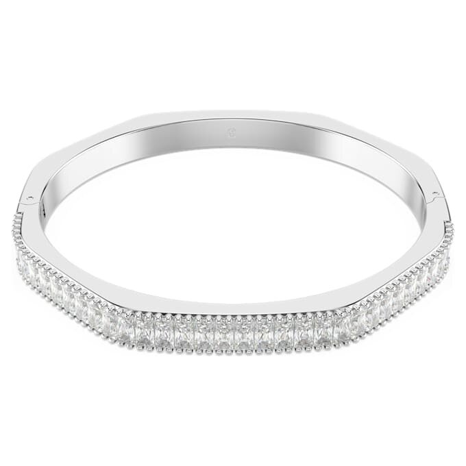 Matrix-armbånd med baguettesliping, åttekantet form, hvit, rhodiumbelagt Matrix-armbånd med baguettesliping, åttekantet form, hvit, rhodiumbelagt