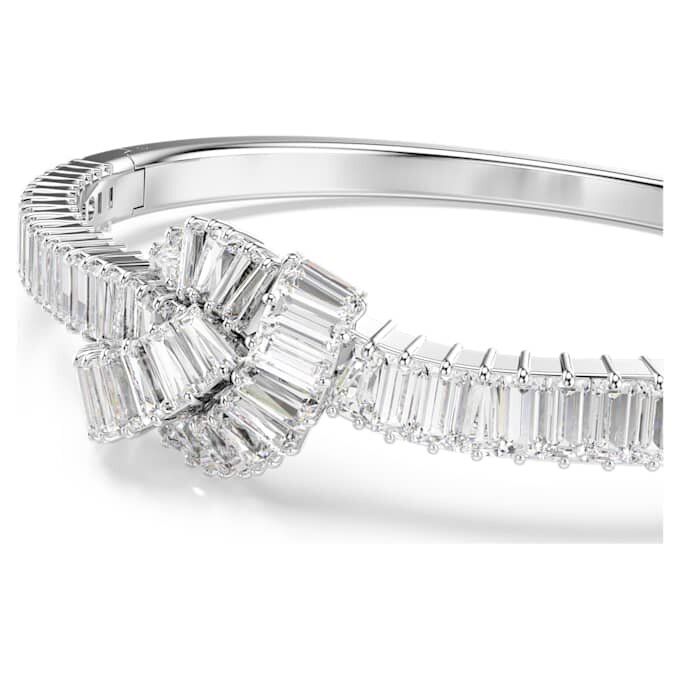 Matrix-armbånd med baguetteslipte krystaller, knute, hvitt, rhodiumbelagt Matrix-armbånd med baguetteslipte krystaller, knute, hvitt, rhodiumbelagt
