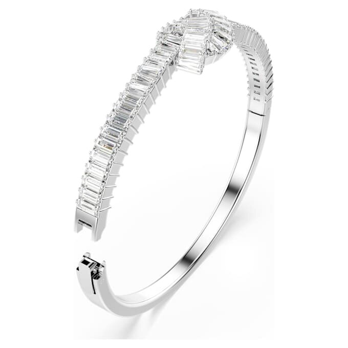 Matrix-armbånd med baguetteslipte krystaller, knute, hvitt, rhodiumbelagt Matrix-armbånd med baguetteslipte krystaller, knute, hvitt, rhodiumbelagt