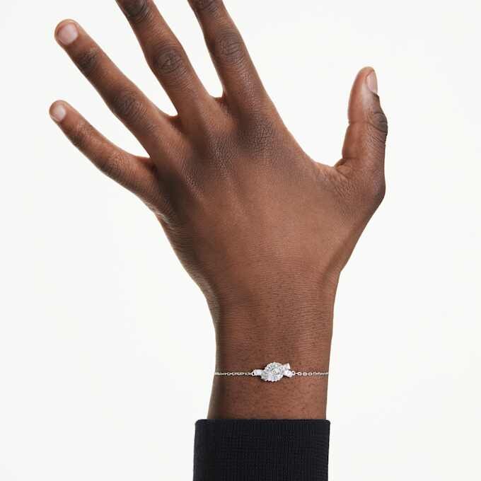 Matrix-armbånd med baguetteslipte steiner, knute, hvitt, rhodiumbelagt Matrix-armbånd med baguetteslipte steiner, knute, hvitt, rhodiumbelagt
