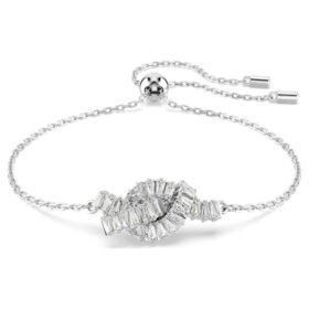 Matrix-armbånd med baguetteslipte steiner, knute, hvitt, rhodiumbelagt Matrix-armbånd med baguetteslipte steiner, knute, hvitt, rhodiumbelagt