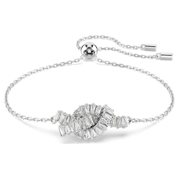 Matrix-armbånd med baguetteslipte steiner, knute, hvitt, rhodiumbelagt Matrix-armbånd med baguetteslipte steiner, knute, hvitt, rhodiumbelagt