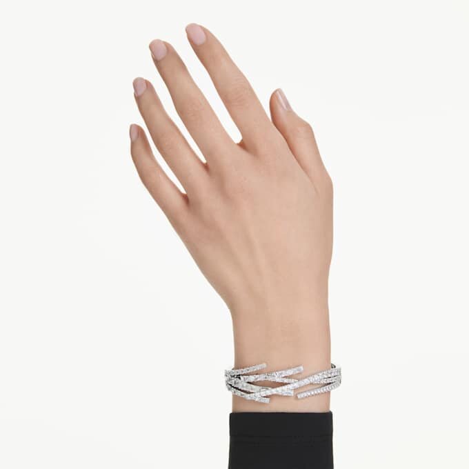 Matrix-armbånd med blandede slipinger, hvitt, rhodiumbelagt Matrix-armbånd med blandede slipinger, hvitt, rhodiumbelagt