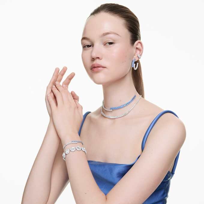 Matrix-armbånd med blandede slipninger, blått, rhodiumbelagt Matrix-armbånd med blandede slipninger, blått, rhodiumbelagt