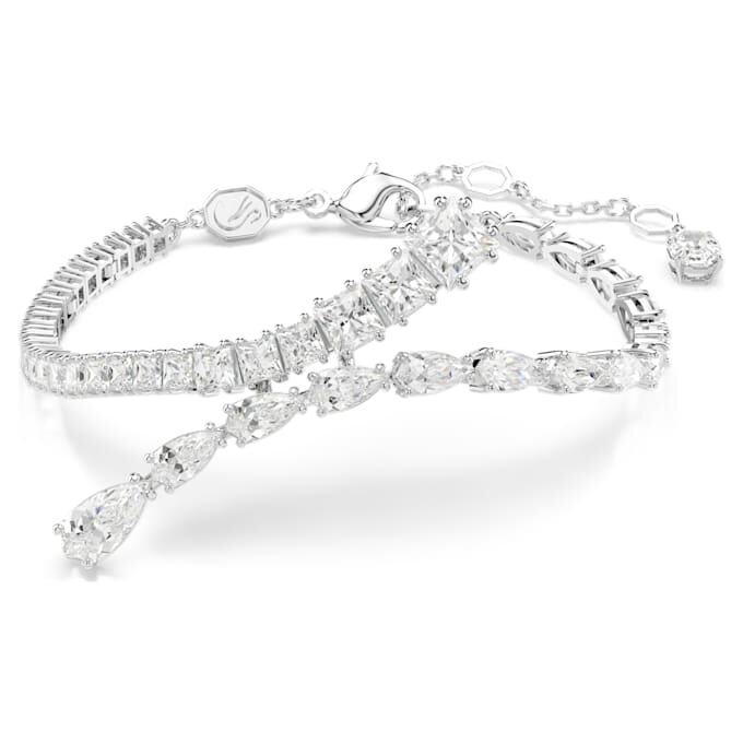 Matrix-armbånd med blandede slipninger, hvitt, rhodiumbelagt Matrix-armbånd med blandede slipninger, hvitt, rhodiumbelagt