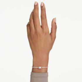 Matrix-armbånd med blandede slipninger, hvitt, rosagullbelagt