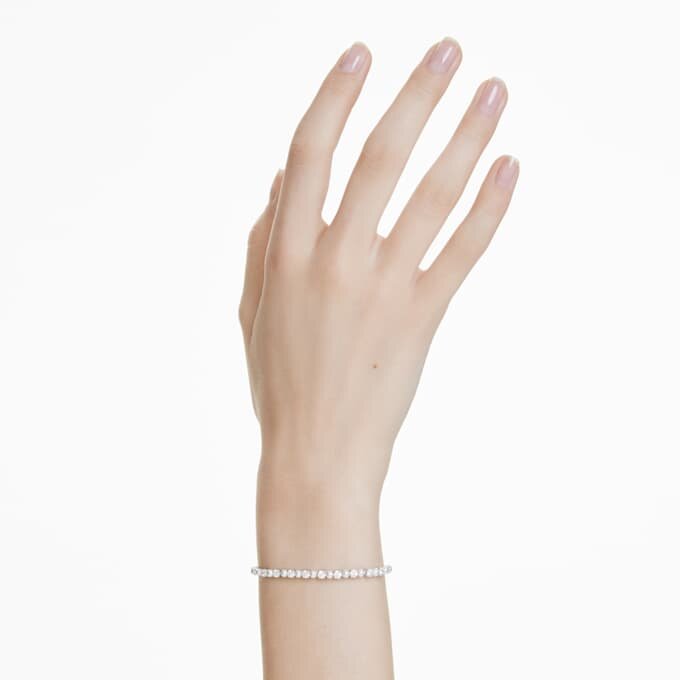 Matrix-armbånd med krystallperle, rundslipt, hvit, rhodiumbelagt Matrix-armbånd med krystallperle, rundslipt, hvit, rhodiumbelagt