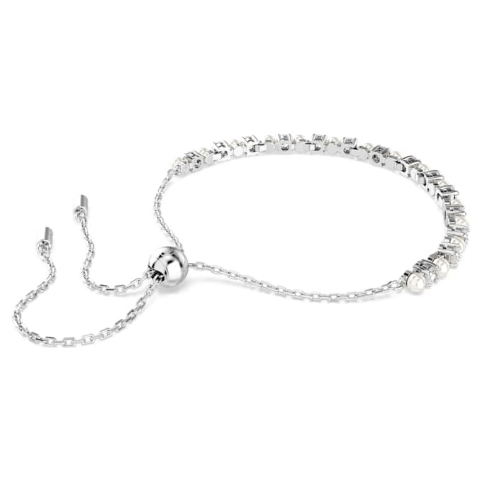 Matrix-armbånd med krystallperle, rundslipt, hvit, rhodiumbelagt Matrix-armbånd med krystallperle, rundslipt, hvit, rhodiumbelagt