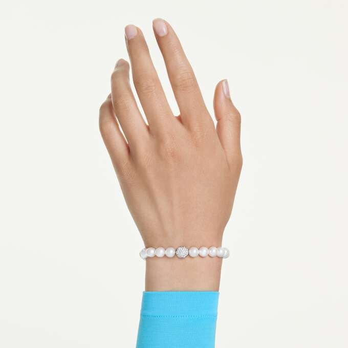 Matrix-armbånd med krystallperler, hvitt, rhodiumbelagt Matrix-armbånd med krystallperler, hvitt, rhodiumbelagt