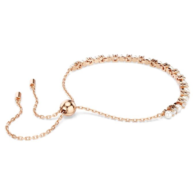 Matrix-armbånd med krystallperler, runde slipninger, hvite, rosagullbelagt Matrix-armbånd med krystallperler, runde slipninger, hvite, rosagullbelagt