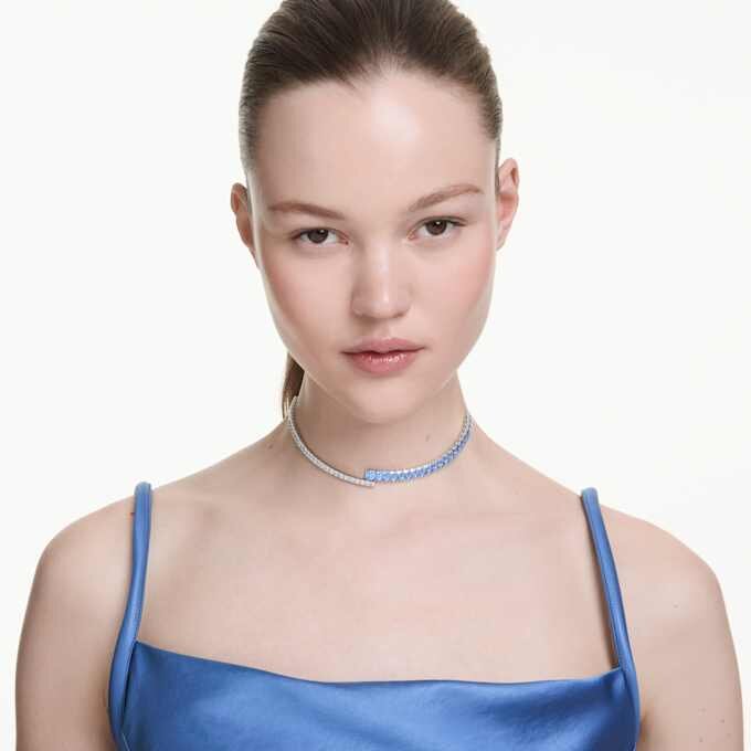 Matrix-choker med blandede slipninger, blå, rhodiumbelagt Matrix-choker med blandede slipninger, blå, rhodiumbelagt