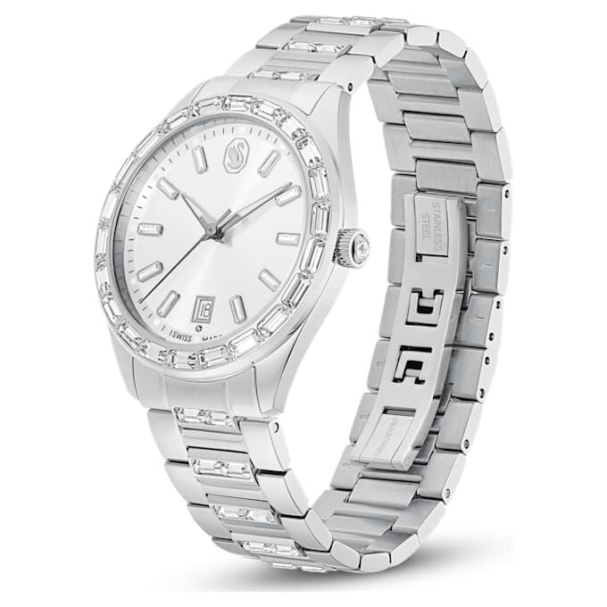 Matrix Date-klokke, sveitsiskprodusert, metallarmbånd, sølvfarget, rustfritt stål Matrix Date-klokke, sveitsiskprodusert, metallarmbånd, sølvfarget, rustfritt stål