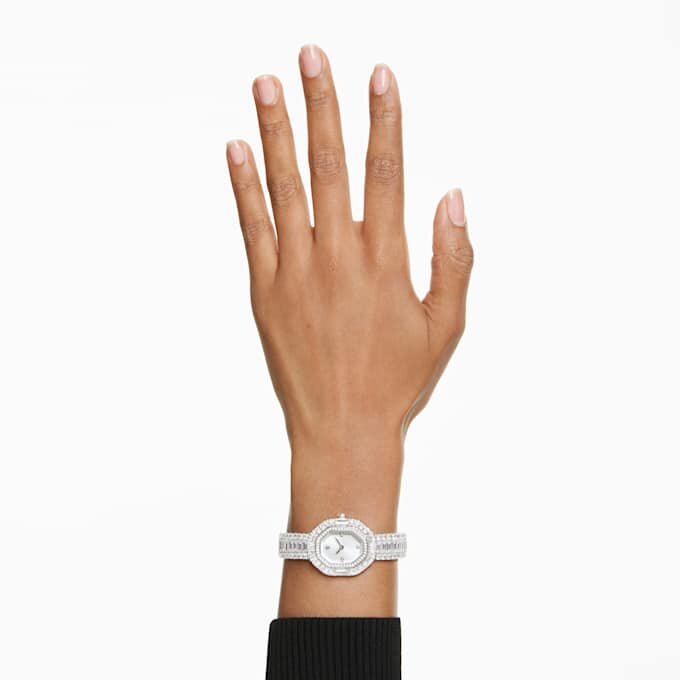 Matrix Octagon-klokke med baguetteslipte steiner, metallarmbånd, sølvfarget, rustfritt stål Matrix Octagon-klokke med baguetteslipte steiner, metallarmbånd, sølvfarget, rustfritt stål
