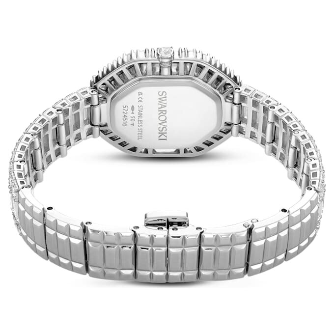 Matrix Octagon-klokke med baguetteslipte steiner, metallarmbånd, sølvfarget, rustfritt stål Matrix Octagon-klokke med baguetteslipte steiner, metallarmbånd, sølvfarget, rustfritt stål