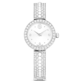Matrix Pearl armbåndsur, sveitsiskprodusert, krystallarmbånd, hvitt, rustfritt stål