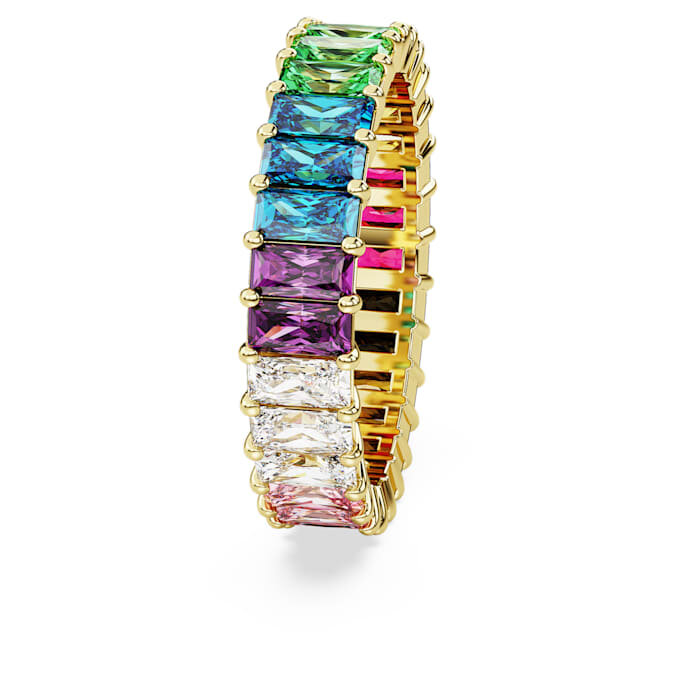 Matrix-ring med baguetteslipte steiner, flerfarget, gullbelagt Matrix-ring med baguetteslipte steiner, flerfarget, gullbelagt