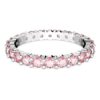 Matrix-ring med rundslipning, rosa, rhodiumbelagt